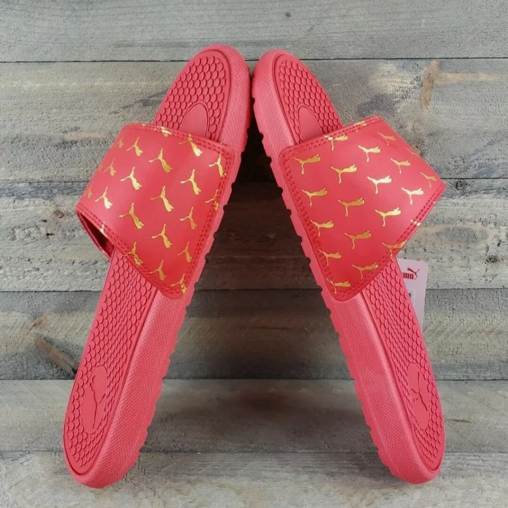 Puma Cool Cat Bold 2 Slides Sandals Red Gold